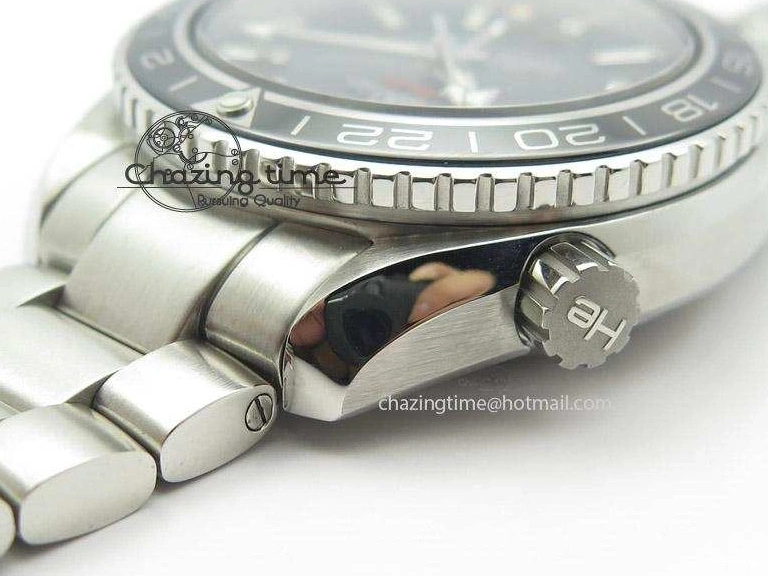 0119 Planet Ocean GMT 42mm V6F Best Edition Black Dial Silver Markers On SS Bracelet A Casual 8273